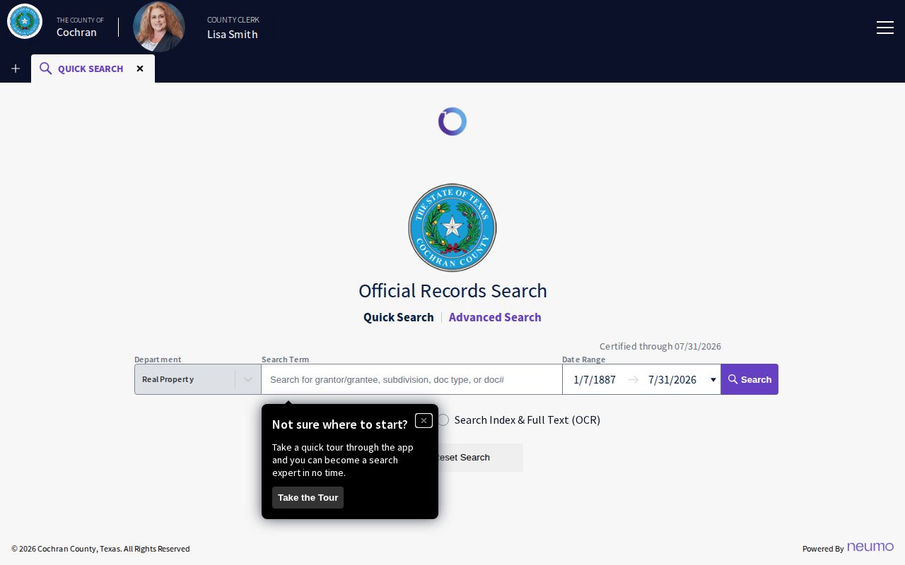Cochran County public document portal that is not a 72-hour jail release list