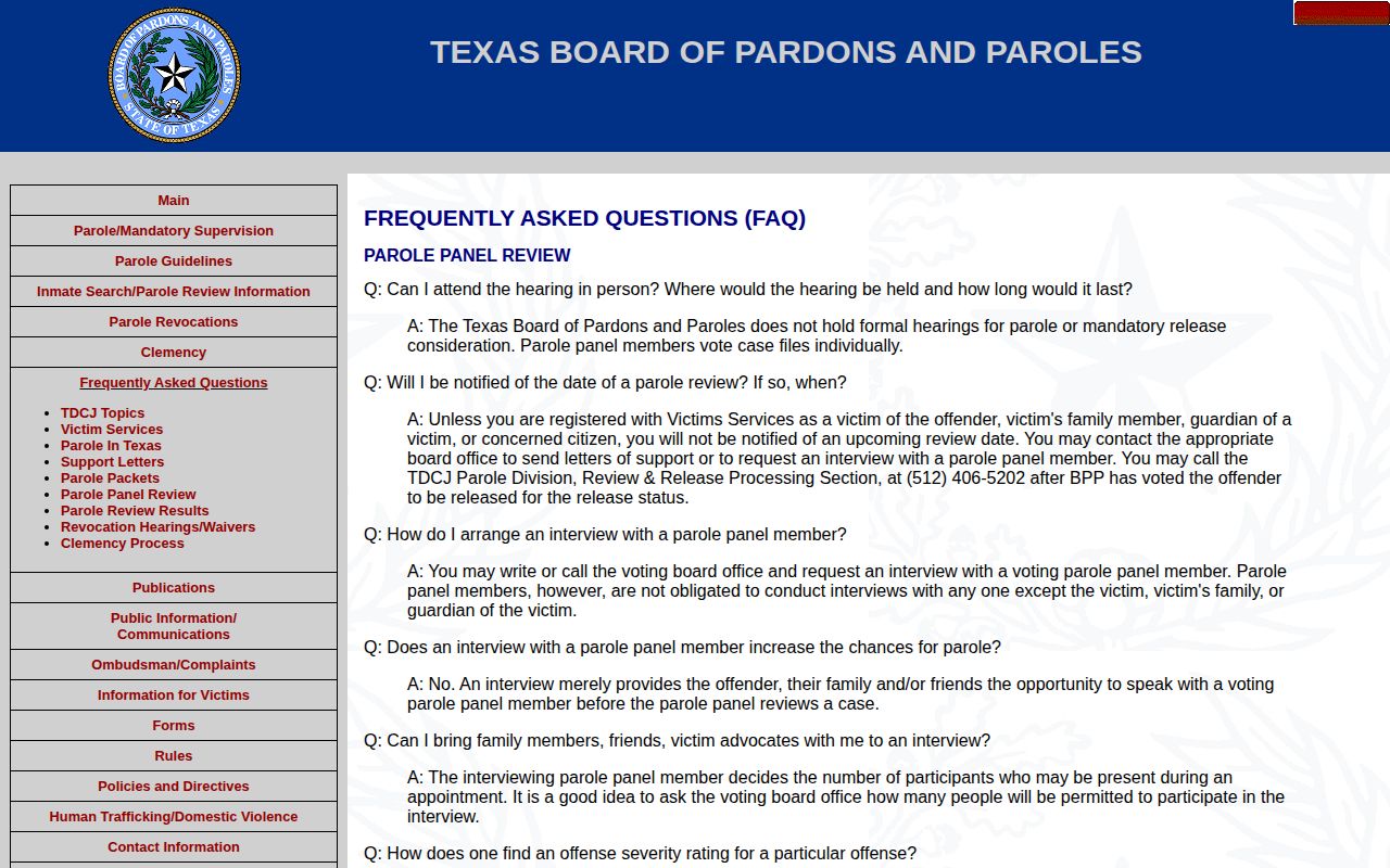Cochran County parole release ordinary review explanation