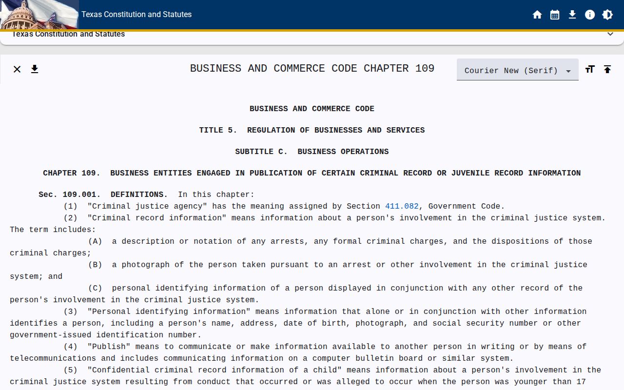 Texas Chapter 109 correction rules for Cochran County release mugshots