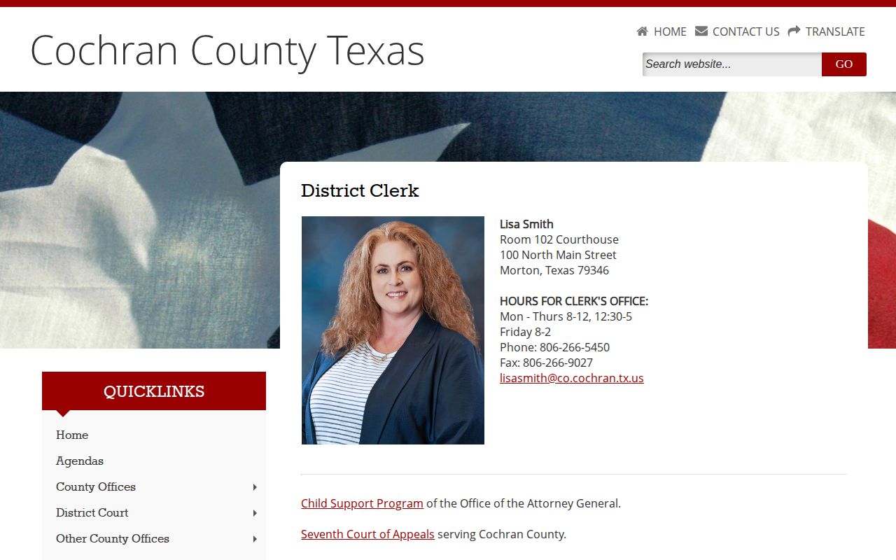 Cochran County clerk contact for released inmate court records