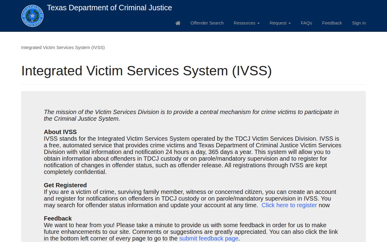 Cochran County state release IVSS search